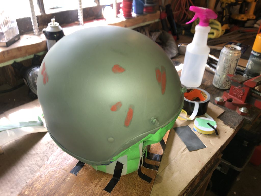 Helmet with Primer coat and glazing putty